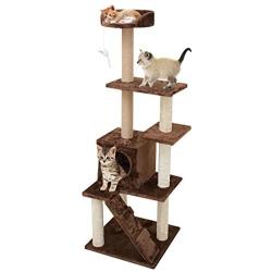 67i Multi-Level Cat Tree Cat Tower with Scratching Posts Cat Condo Cat House 55 inches Activity Tower for Cats Kittens Activity Tower Pet Play House Furniture Indoor Activity Relaxing