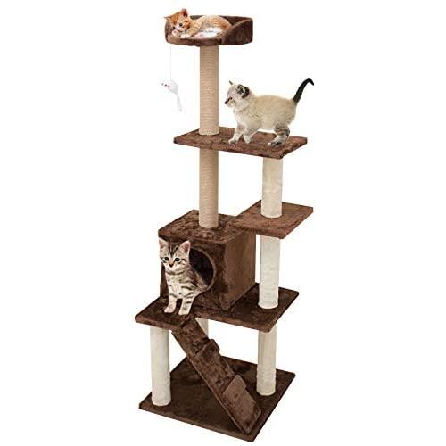 67i Multi-Level Cat Tree Cat Tower with Scratching Posts Cat Condo Cat House 55 inches Activity Tower for Cats Kittens Activity Tower Pet Play House Furniture Indoor Activity Relaxing