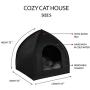 BRONZEDOG Cat House Bed with Removable Cushion Pad Cozy Kitten Cave Cute Pet Tent Beds for Cats Puppy Small Dogs Black Gray Beige