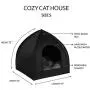 BRONZEDOG Cat House Bed with Removable Cushion Pad Cozy Kitten Cave Cute Pet Tent Beds for Cats Puppy Small Dogs Black Gray Beige BRONZEDOG Cat House Bed with Removable Cushion Pad Cozy Kitten Cave Cute Pet Tent Beds for Cats Puppy Small Dogs Black Gray Beige