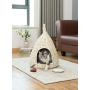 PawsMark Natural Willow Pet Sleeping Bed, Cave, Basket for Dog or Cats with Cushion, White (QI003681)