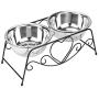 CICO Pet Feeder for Dog Cat, Stainless Steel Food and Water Bowls with Iron Stand