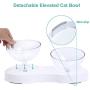 ELSPET Raised Cat Dog Bowl/Cat Dish/Elevated Cat Food Water Bowl, 0°/20° Tilted Transparent Raised Pet Feeding Bowl with Anti-Slip Base for Cat and Small Dog