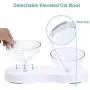 ELSPET Raised Cat Dog Bowl/Cat Dish/Elevated Cat Food Water Bowl, 0°/20° Tilted Transparent Raised Pet Feeding Bowl with Anti-Slip Base for Cat and Small Dog