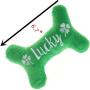 Shamrock Dog Bandana and Plush Dog Squeaky Bone Toy for Small Medium Dogs,Pet Gifts for St. Patricks Day