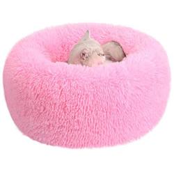 BAROMGA Cat Dog Bed Plush Fluffy Donut Cuddler Pillow Washable Round Cushion Deep Sleep Dog Beds