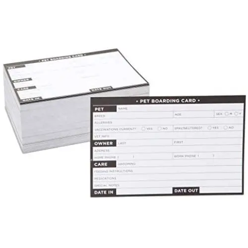 Okuna Outpost Pet Boarding Cards, Vet and Kennel Office Supplies (6 x 4 in, 200 Pack)