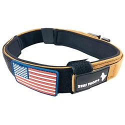 ZeusTacK9 Tactical Dog Collar K9 Pet Dogs - 1.5 Inch Wide Heavy Duty Military Style Dog Collars Metal Buckle Quick Release USA Flag Patch - Control Handle for Handling Training