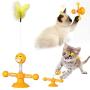 MOOS Suction Cup Spring People Turn cat Toy Turntable Funny cat Stick pet Toy