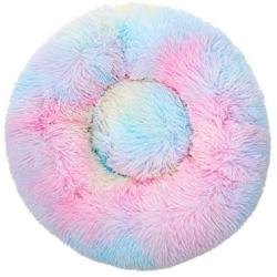 CATTYBOX Marshmallow Cat Bed and Small Dog Bed, Self Warming Donut Cuddler, Ultra Soft and Comfortable, Improves Sleep, Machine Washable, Rainbow, 23.6'' Diameter