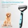 VavoPaw Pet Dematting Comb, Stainless Steel Grooming Dematting Rake Comb Grooming Deshedding Comb Tool for Dogs Cats, Removing Loose Undercoats, Mats, Tangled Hairs and Knots, Black + Blue VavoPaw Pet Dematting Comb, Stainless Steel Grooming Dematting Rake Comb Grooming Deshedding Comb Tool for Dogs Cats, Removing Loose Undercoats, Mats, Tangled Hairs and Knots, Black + Blue
