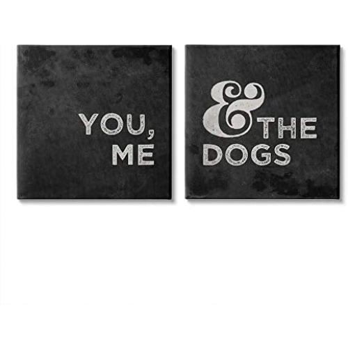 Stupell Industries You Me and The Dogs Quote Family Pet Black White, Designed by Gigi Louise Wall Art, 2pc, Each 17 x 17, Canvas