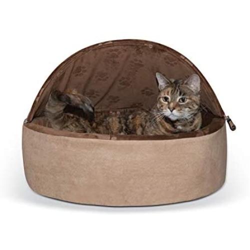 K&H Pet Products Self-Warming Kitty Hooded Bed - Hood is Removable
