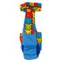 Barkertime Premium Waterproof Dog Diaper Overall - Made in USA - Happy Kitty Face on Blue Escape-Proof Waterproof Premium Dog Diaper Overall
