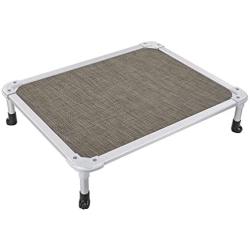 Veehoo Chew Proof Elevated Dog Bed - Cooling Raised Pet Cot - Silver Aluminum Frame and Durable Textilene Mesh Fabric, Unique Designed No-Slip Feet for Indoor or Outdoor Use