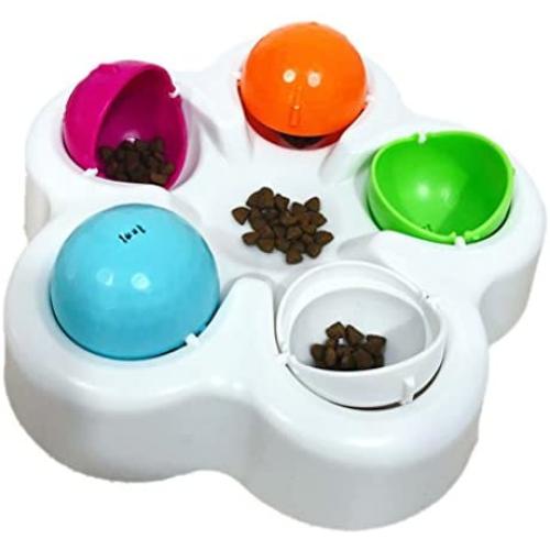 Interactive Dog Puppy IQ Treat Ball Slow Feeder Bowl Nontoxic Dog Food Dispenser Fun IQ Training Educational Game Slow Feed Bowl Food Dispensing Plate Dish Puzzle Toys for Small Medium Large Dogs Cats