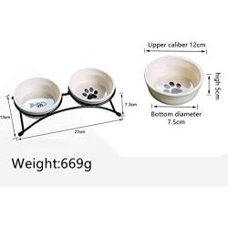 gutongyuan Cat Bowls, Elevated Ceramic Bowls, Cat Feeder Raised Double Ceramic Bowls,Food Water Bowls,Non-Skid,Protects Cervical Spine,Anti Vomiting,Pet Supplies