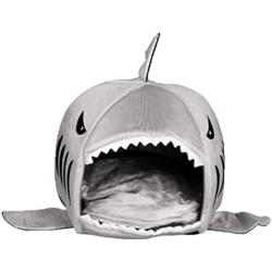 TICKOS Shark Bed for Small Cat Dog Cave Bed Removable Cushion,Waterproof Bottom Pet House (Large)