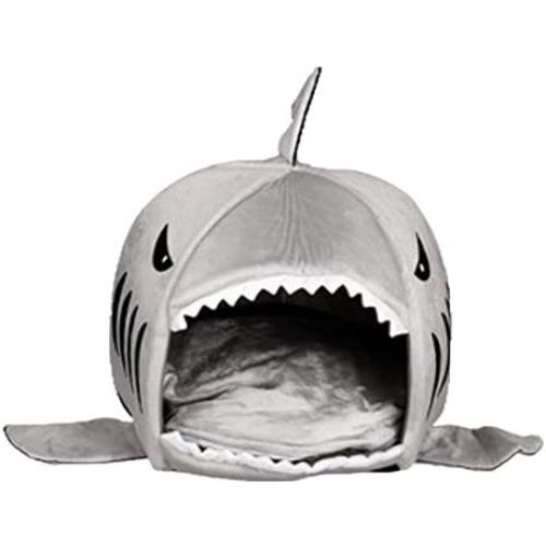 TICKOS Shark Bed for Small Cat Dog Cave Bed Removable Cushion,Waterproof Bottom Pet House (Large)