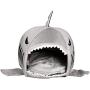 TICKOS Shark Bed for Small Cat Dog Cave Bed Removable Cushion,Waterproof Bottom Pet House (Large)