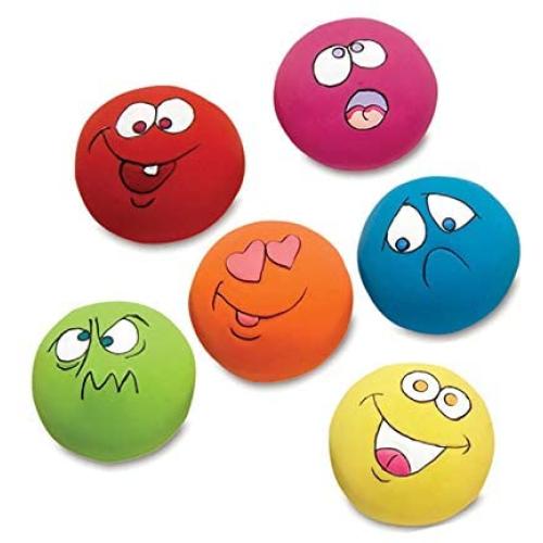 FTXJ 6PCS Puppy Dog Toys Chewing Squeaky Toy for Pet Dog with Sound Squeaker Squeaky Ball with Face Fetch Toy (3.255.253.25cm, Random)