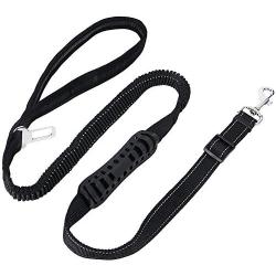 SlowTon 2 in 1 Dog Car Seat Belt + Leash, Heavy Duty Dual Use Adjustable Vehicle Seatbelt Tether Also 4FT Reflective Pet Walking Leads Durable Nylon Elastic Bungee for Training and Outdoors