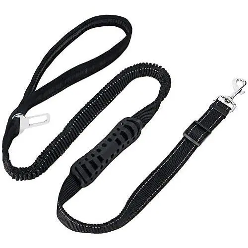 SlowTon 2 in 1 Dog Car Seat Belt + Leash, Heavy Duty Dual Use Adjustable Vehicle Seatbelt Tether Also 4FT Reflective Pet Walking Leads Durable Nylon Elastic Bungee for Training and Outdoors SlowTon 2 in 1 Dog Car Seat Belt + Leash, Heavy Duty Dual Use Adjustable Vehicle Seatbelt Tether Also 4FT Reflective Pet Walking Leads Durable Nylon Elastic Bungee for Training and Outdoors