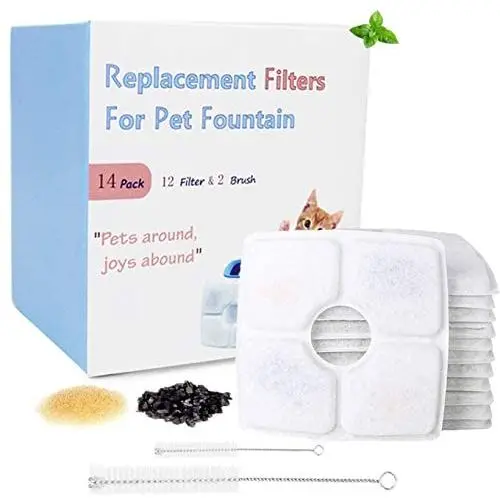 Cat Fountain Filter Replacement 12PC for Veken and Identical Fountain 12 Filter 2 Brush Included Cat Fountain Filter Replacement 12PC for Veken and Identical Fountain 12 Filter 2 Brush Included