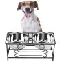 VIVIKO Bone Style Pet Feeder for Dog Cat, Stainless Steel Food and Water Bowls with Iron Stand