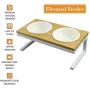 WANTRYAPET Premium Elevated Pet Feeder for Dog Cat, Bamboo Rasied Pet Bowls Include 2 Ceramic Bowls with Stong Stainless Steel Frame