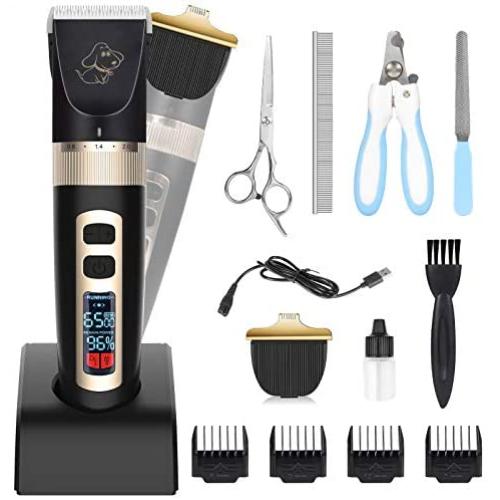 Nest 9 Dog Grooming Clippers Professional Heavy Duty 2 in 1 with Small Dog Paw Trimmer Blade Quiet Rechargeable Cordless Electric Hair Cutting Kit for Dogs Cats