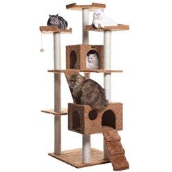 Armarkat Large 74'' Cat Tree for Family with Couple Cats, Brown (A7407)