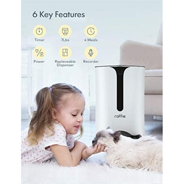 Roffie Automatic Cat Feeder with Timer Schedule Feature 7L Cat Food