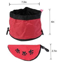 CLOVOCK Red Collapsible Dog Bowls with Dog Poop Bag Dispenser for Travel, Portable, and Light for Food and Water