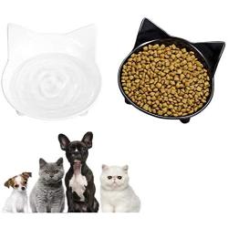 Haokaini Cat Bowl,2 Pack Cat Food Bowls Shallow Non Slip Dog Dish Cat Water Bowl Cat Feeding Wide Bowls Stress Relief Feeder Bowls for Dogs Cats Rabbits Puppy
