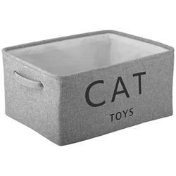 Pethiy Canvas cat Toy Basket Basket with Handles for Clothes Storage for cat/Dogs Toy Storage，pet bin，cat Toy bin，Pet Toy and Accessory Storage Bin