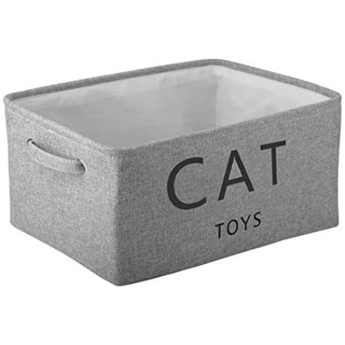 Pethiy Canvas cat Toy Basket Basket with Handles for Clothes Storage for cat/Dogs Toy Storage，pet bin，cat Toy bin，Pet Toy and Accessory Storage Bin