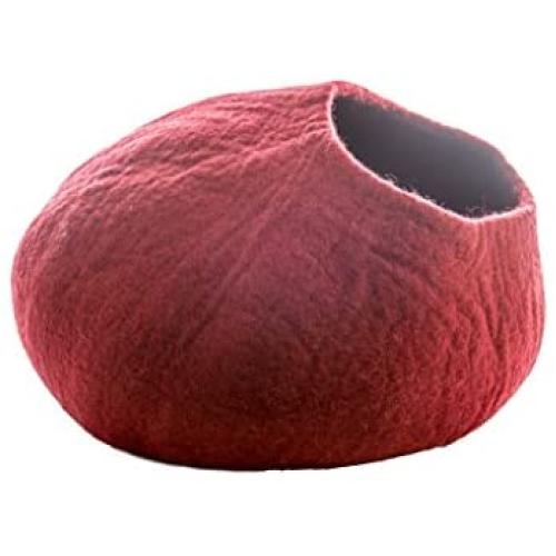Le Sharma Felt Cat Cave Bed, Eco-Friendly Handmade 100% Natural Wool Cat Bed Cave, Makes Great Covered Cat House or Cozy Cat Hideaway, Wool Cat Caves for Indoor Cats and Kittens