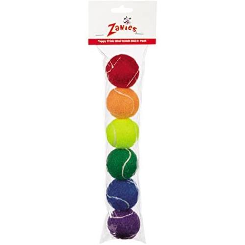 Zanies Mini Puppy Pride Tennis Balls for Dogs, 6-Packs