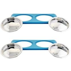 Iconic Pet Colour Splash Blue Cat Saucer Diner (Set of 2)