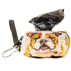 Fydelity poopyCUTE- Doggy Poop Waste Bag Dispenser for Fashionably Cute Owner and Dog Breed,Puppy Supply|Women Luxury Fashion Style, On Leash Holder Clip for Bag/Travel/Walking/Treat/Key:Bulldog