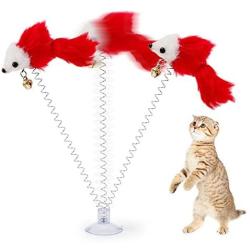 elegantstunning Funny Pet Cat Toys, Kitten Play Toy, Feather False Mouse Bottom Sucker Cat Teaser, Funny Mice Playing Toy for Pet Kitten