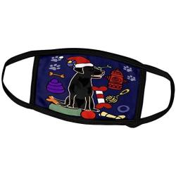 3dRose All Smiles Art - Pets - Funny Cute Black Lab Puppy Dog and Dog Toys Christmas Cartoon - Face Masks (fm_322591_3)