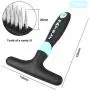 FPVERA Dog Dematting Brush Comb Undercoat Rake for Cats Dogs Short or Long Hair Pet Grooming Tool Double Row of Stainless Steel Pins-Blue