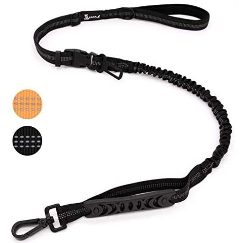 Canple Dog Leash multifuctional with car seat Belt Buckle for Medium to Large Dogs No Pull Shock Absorbing Strong Bungee Reflective Dog Training Leash 4-6 ft 2 Padded Traffic Handle