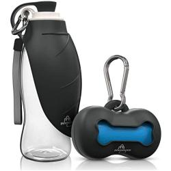 Innoshopp Dog Water Bottle - Portable Travel Dog Water Dispenser Including Carabiner & Waste Bag Dispenser - Leak Proof & BPA Free Dogs Drinking Bottle for Walking, Hiking & Travel