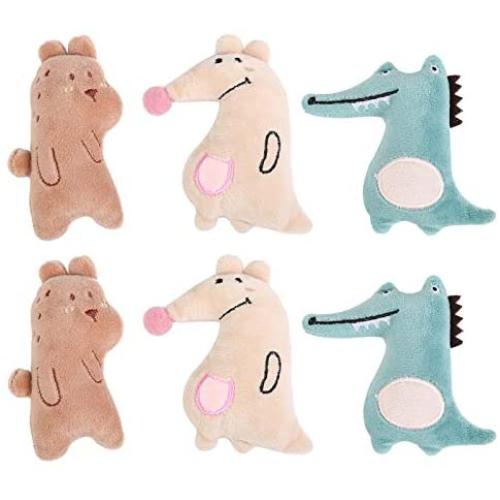 ocijf179 Cat Toy 6Pcs Pet Cat Kitten Plush Kangaroo Bear Claw Grinding Catnip Catmint Chewing Toy - Brown+Green+Beige