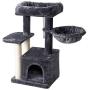 IBUYKE Cat Tree Tower Condo Cat Play Furniture 30'' with Sisal Scratching Posts, Perches, Cat House, Basket, for Pet Cat Kitten, Light Gray Smoky Gray Beige UCT006