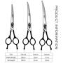Fenice Dog Grooming Curved Scissors for Pets, Japan 440C Stainless Steel, Sharp blade, Suitable for Professional Beauticians （7.0/7.5/8.0 inch）