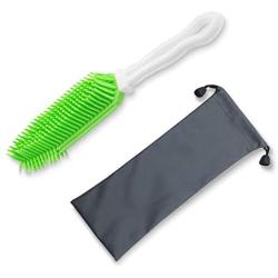 N/ A Multipurpose Rubber Pet Hair Removal Brush, Dog & Cat Hair Remover Brush for Furniture, Car Interior and Carpet，with Free Storage Bag（Green）